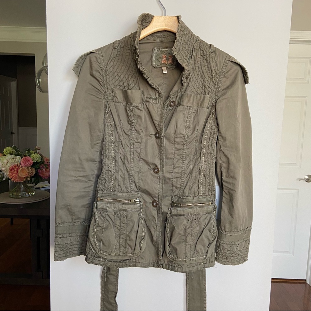 22 DECEMBER Olive Green Utility‎ Jacket with Belted Waist, Size S